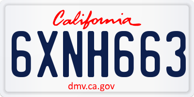 CA license plate 6XNH663