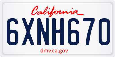 CA license plate 6XNH670
