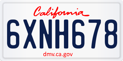 CA license plate 6XNH678