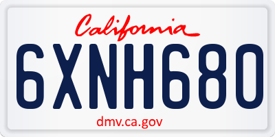 CA license plate 6XNH680