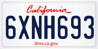 CA license plate 6XNH693