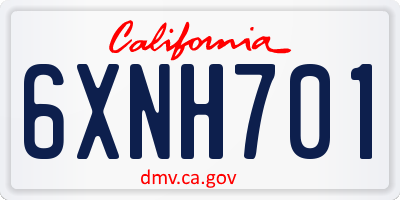CA license plate 6XNH701