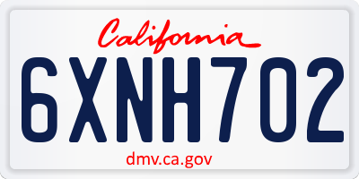 CA license plate 6XNH702