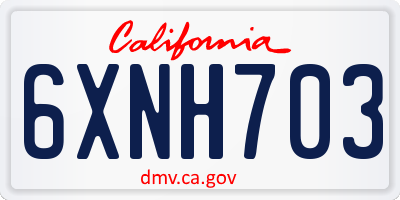 CA license plate 6XNH703
