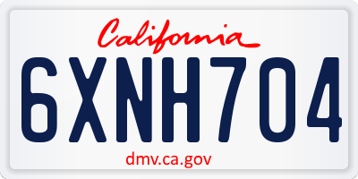 CA license plate 6XNH704