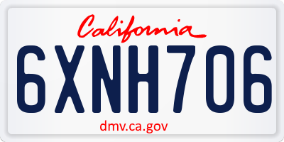 CA license plate 6XNH706