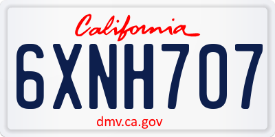 CA license plate 6XNH707