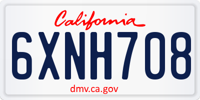 CA license plate 6XNH708