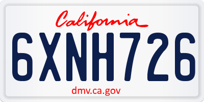 CA license plate 6XNH726