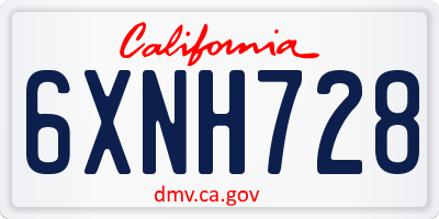 CA license plate 6XNH728