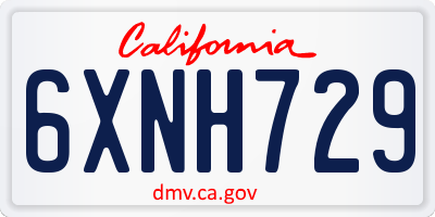 CA license plate 6XNH729