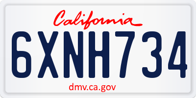 CA license plate 6XNH734