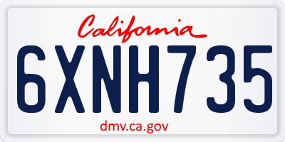 CA license plate 6XNH735