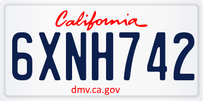 CA license plate 6XNH742