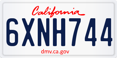 CA license plate 6XNH744