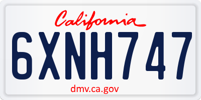 CA license plate 6XNH747