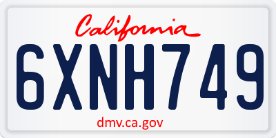CA license plate 6XNH749