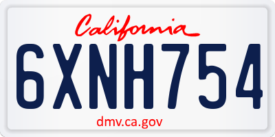 CA license plate 6XNH754