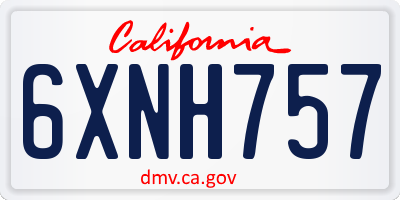 CA license plate 6XNH757