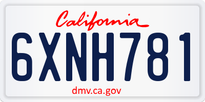 CA license plate 6XNH781