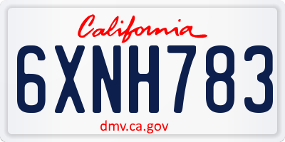 CA license plate 6XNH783
