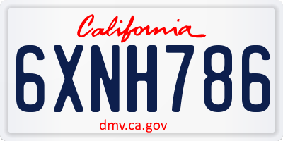 CA license plate 6XNH786