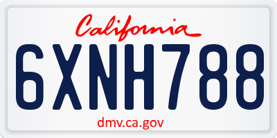 CA license plate 6XNH788
