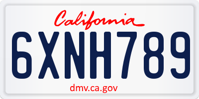 CA license plate 6XNH789