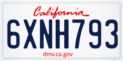 CA license plate 6XNH793