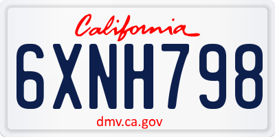CA license plate 6XNH798