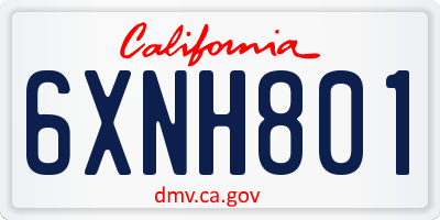 CA license plate 6XNH801