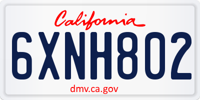 CA license plate 6XNH802