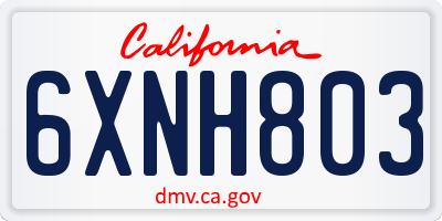 CA license plate 6XNH803