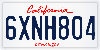 CA license plate 6XNH804
