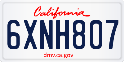 CA license plate 6XNH807