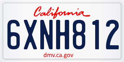 CA license plate 6XNH812