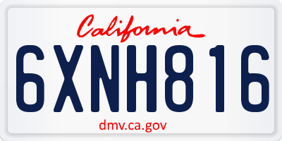 CA license plate 6XNH816