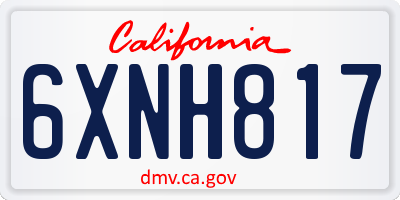 CA license plate 6XNH817