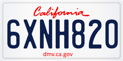 CA license plate 6XNH820