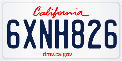 CA license plate 6XNH826