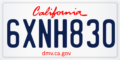 CA license plate 6XNH830