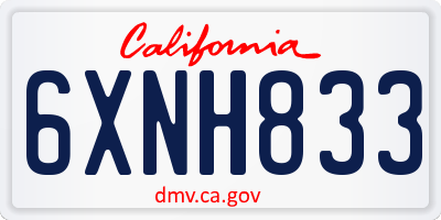 CA license plate 6XNH833