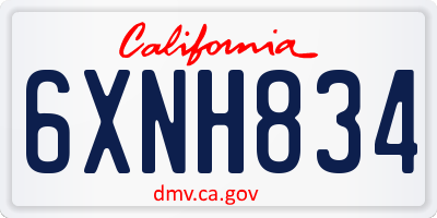 CA license plate 6XNH834