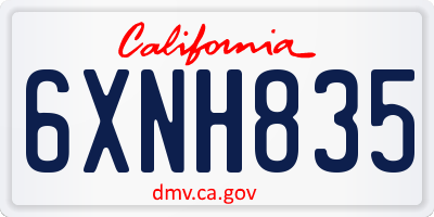 CA license plate 6XNH835