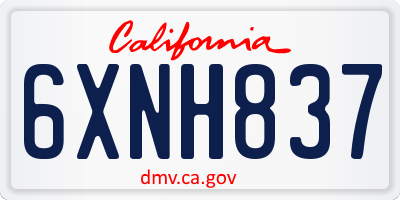 CA license plate 6XNH837