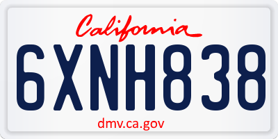 CA license plate 6XNH838