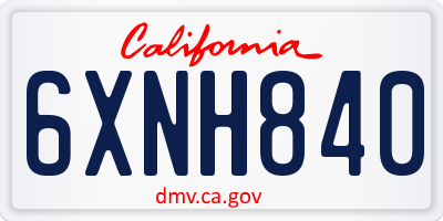 CA license plate 6XNH840