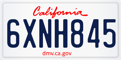 CA license plate 6XNH845