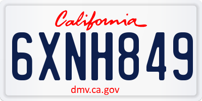 CA license plate 6XNH849