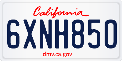 CA license plate 6XNH850